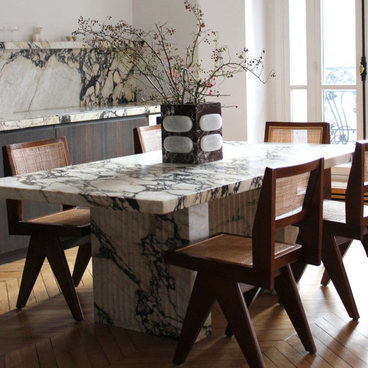Aura Dining Table in Calacatta Viola Marble