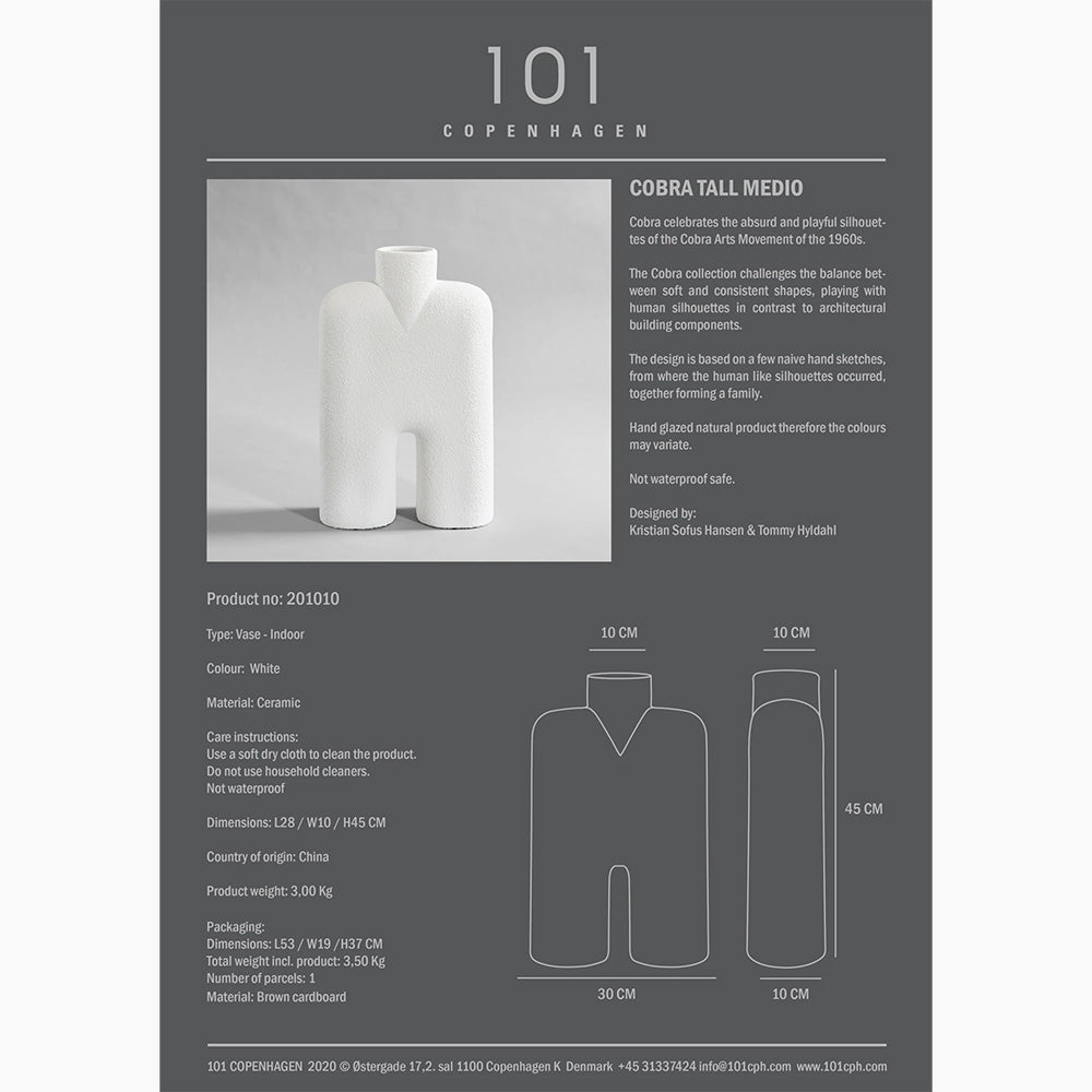 Cobra Vase Tall Hexa Black