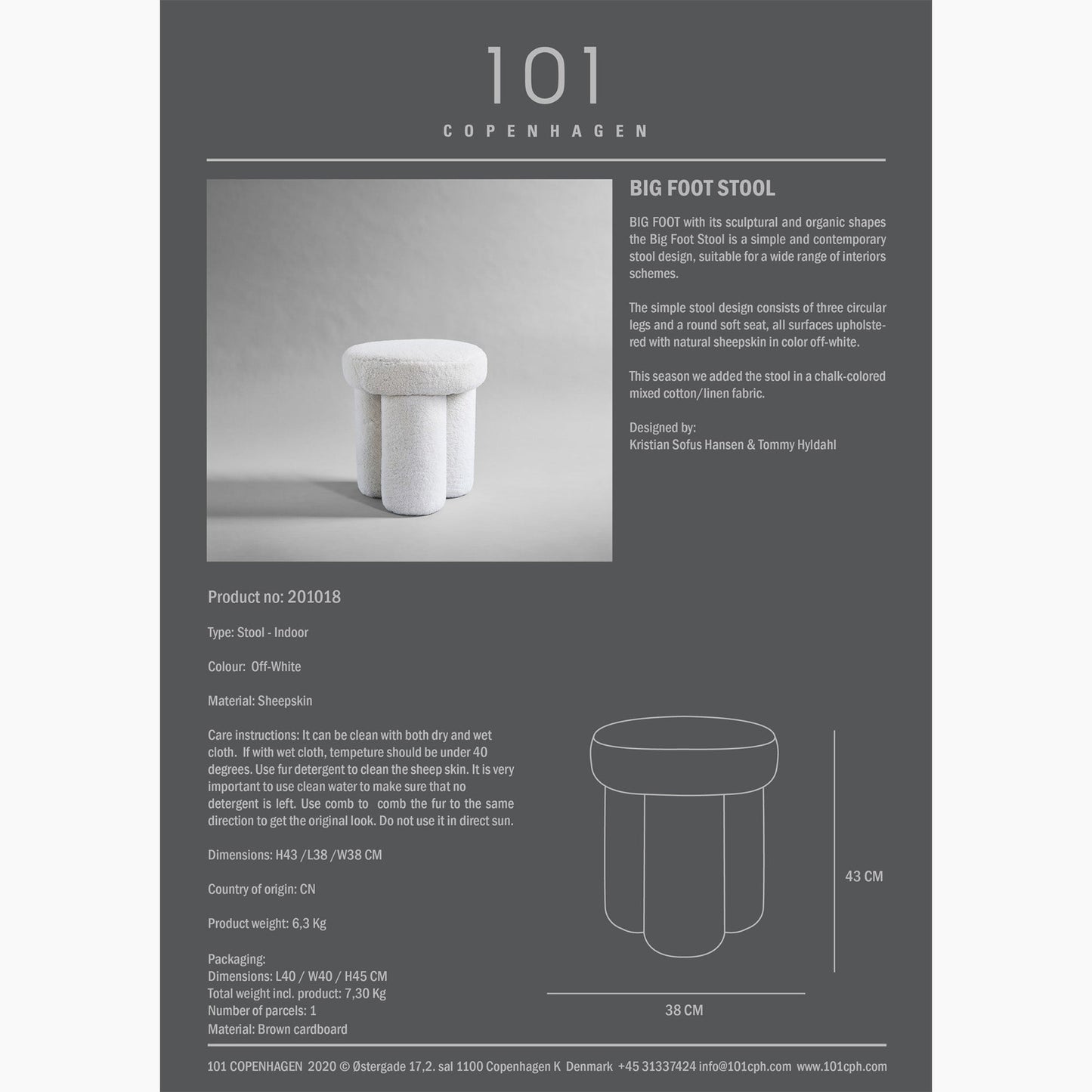 Big Foot Stool - White Sheep Skin - Rental only