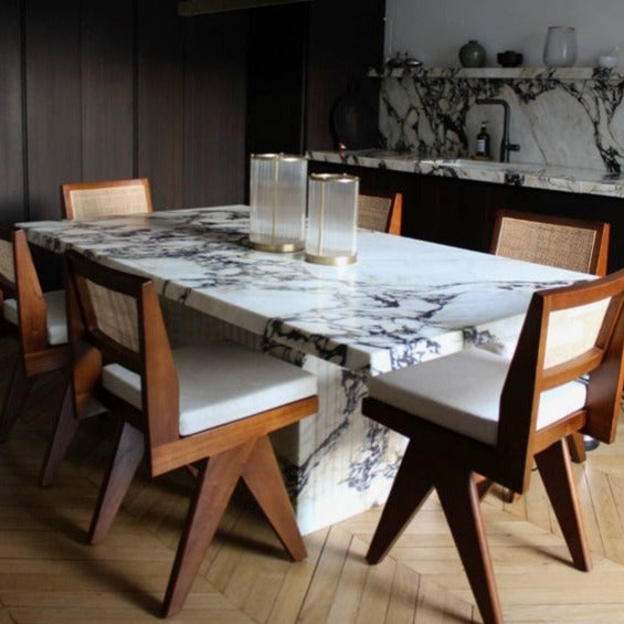 Aura Dining Table in Calacatta Viola Marble