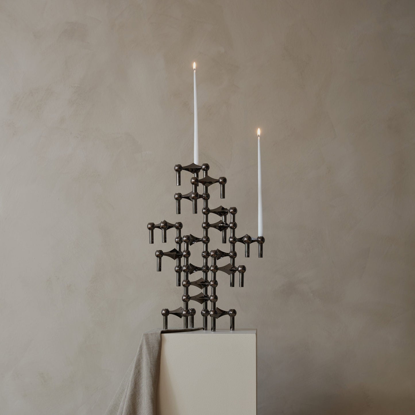 STOFF Nagel Candle Holder Black Chrome / 1Pc