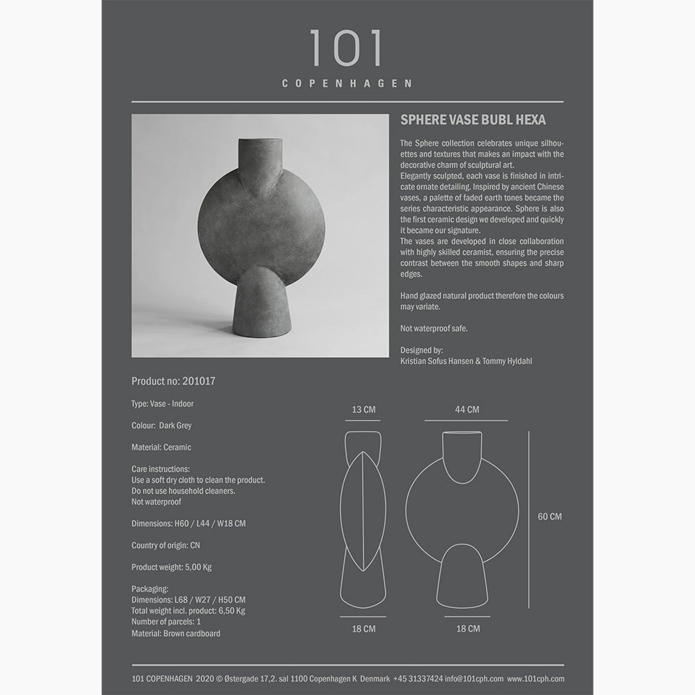 Sphere Vase Bubl, Hexa - Dark grey