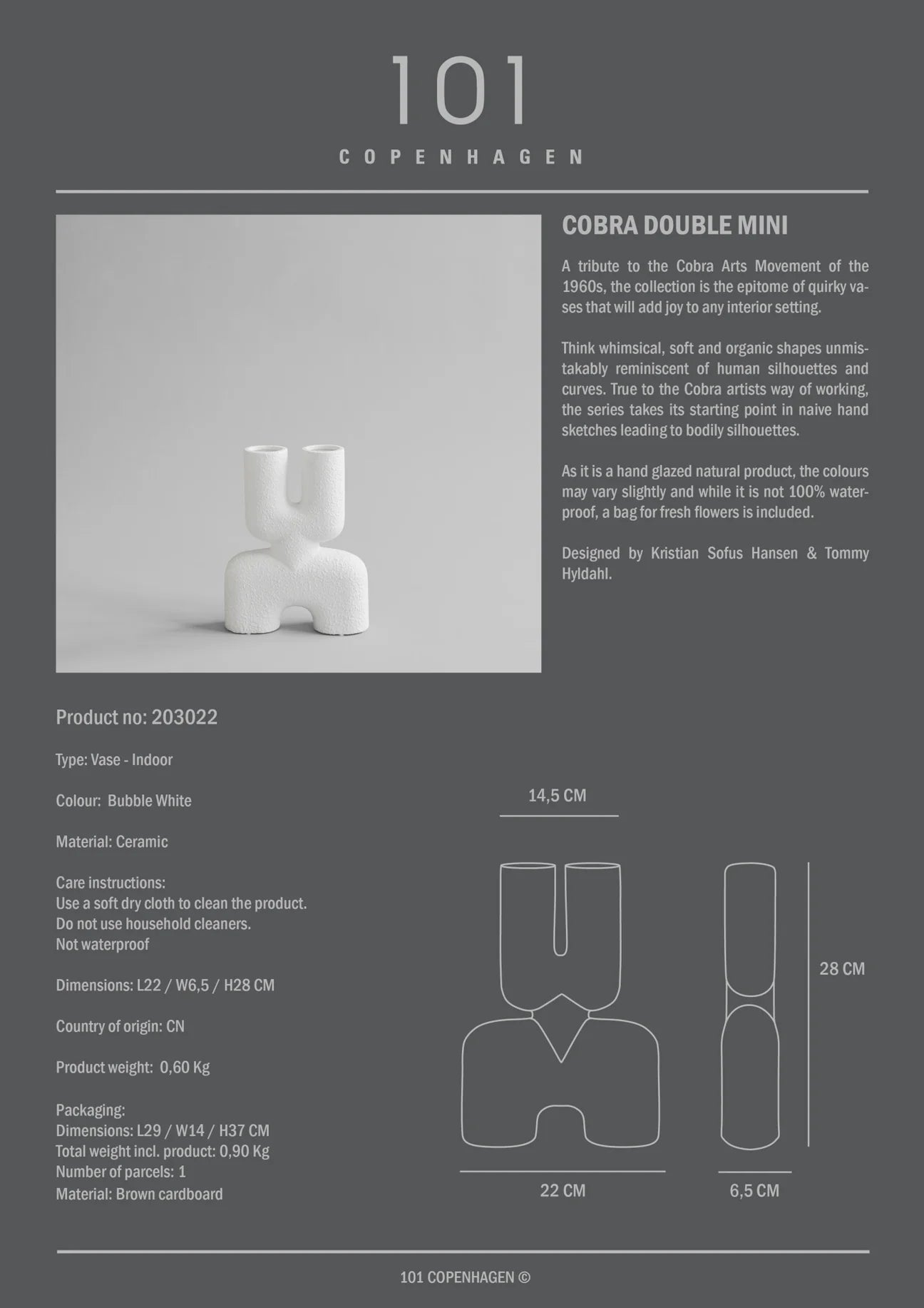 Cobra Mini Vase Double Bubble White