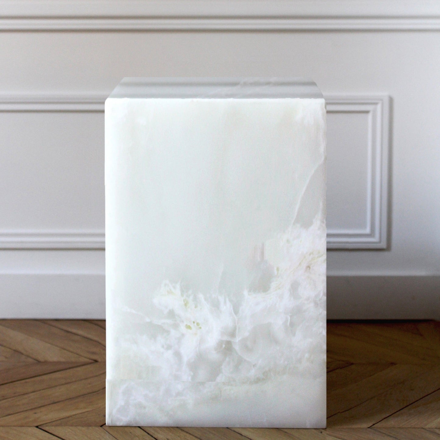 White Onyx Plinth Table