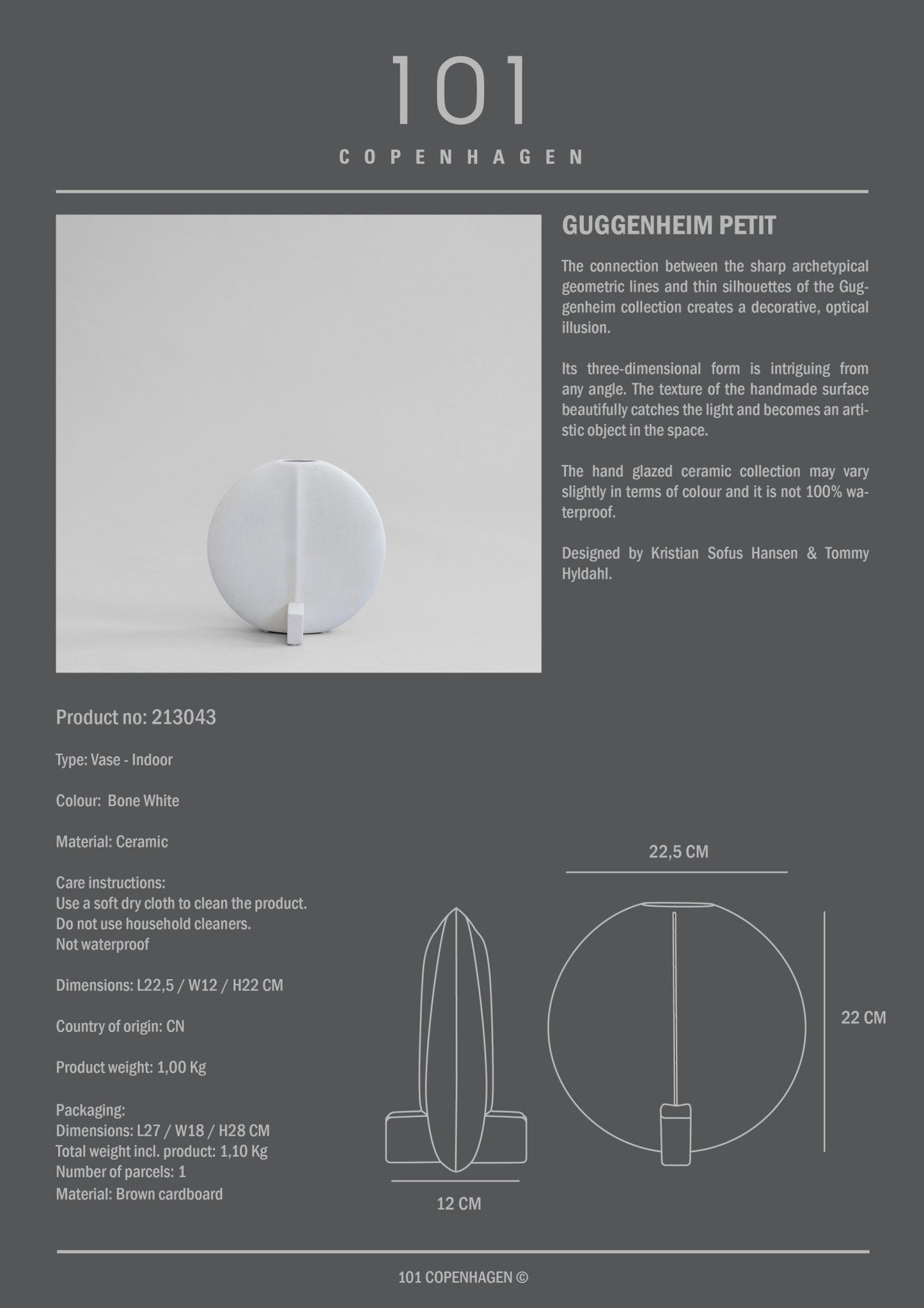 Guggenheim Vase, Petit - Bone White